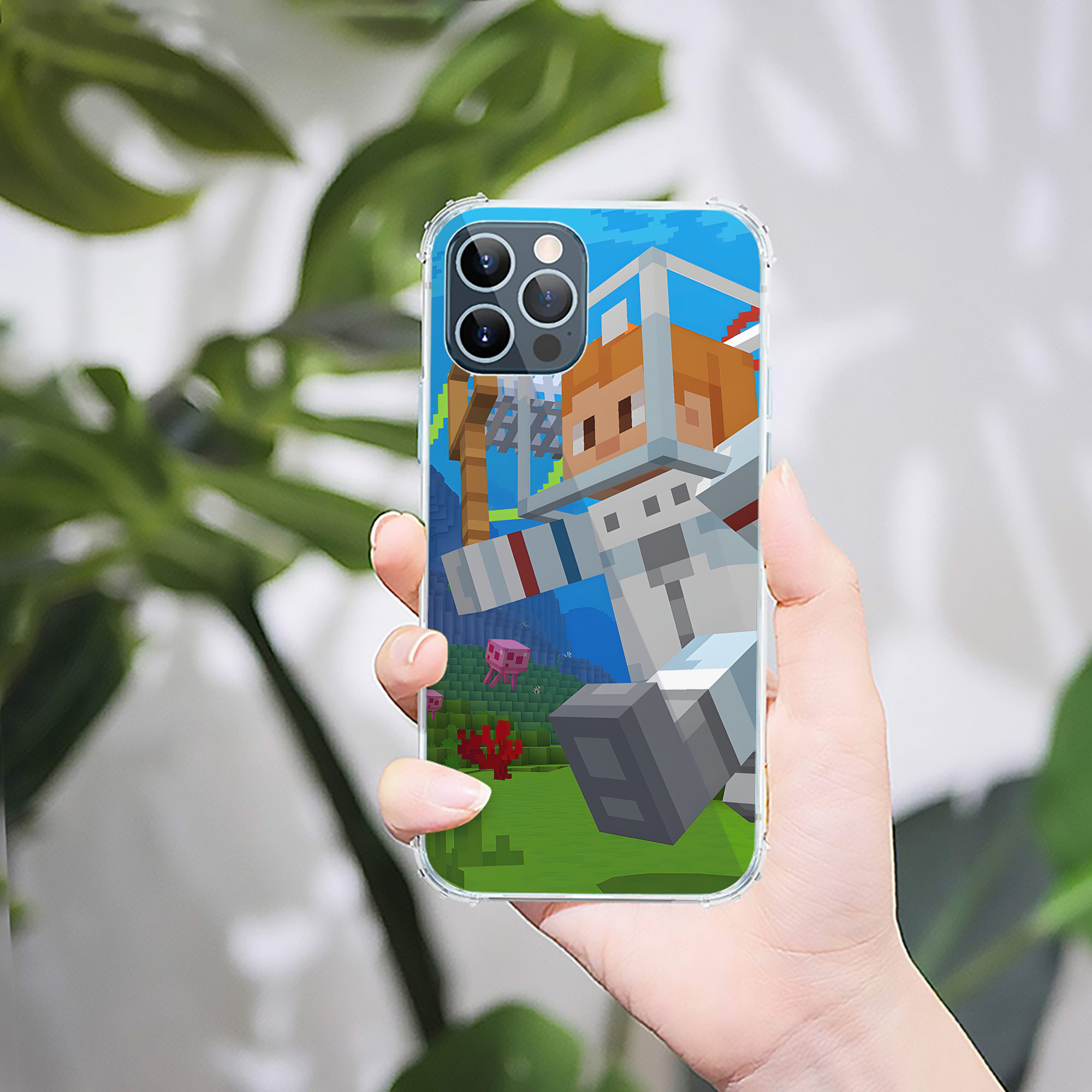 （画像用） マインクラフト ブロックの世界 Minecraft MC Block world 【iPhone 12シリーズ対応】透明スマホケース（クリアソフトケース）